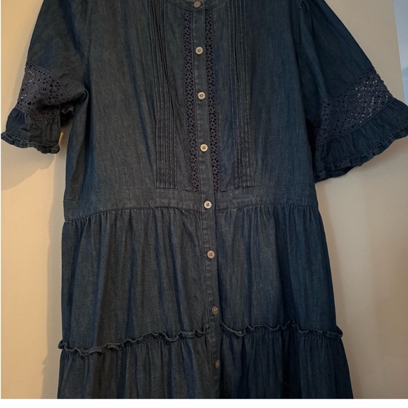 Love shack fancy gap tiered denim dress Prairie look M Get in on Denim Trend - Picture 3 of 8